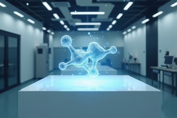 Empty Table Space with Floating Molecular Structure