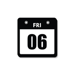 calender icon, 06 friday icon with white background