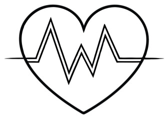 Heart beat line art silhouette vector
