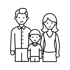 Happy Family Outline on White Background