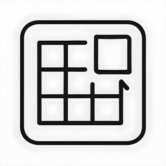 A hyper-realistic icon showcasing a modular web layout grid, where one tile dynamically morphs into a new geometric form