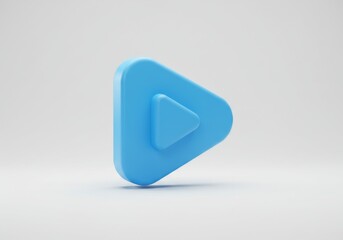 Minimalistic blue play icon on white background for modern multimedia design