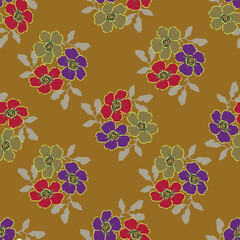 Vintage seamless floral pattern. Liberty style background of small mauve and lilac flowers. Small flowers scattered over a white background. Stock for printing on surfaces