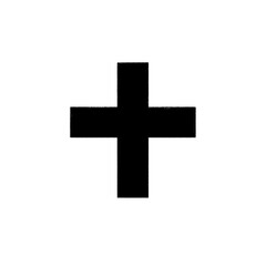 Obraz premium Simple Black Cross Symbol on White Background Graphic Element Icon Sign for Religious Design.