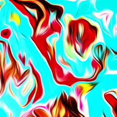 Abstract fluid art digital painting and dynamic swirling patterns with vibrant color transitions.