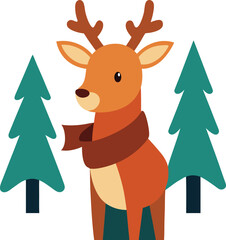 Obraz premium reindeer with christmas tree and gift