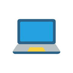 Modern Blue Laptop Vector Isolated on Black Background