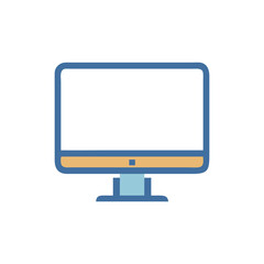 Stylized Desktop Computer Icon with Black Background