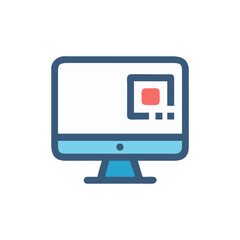 Computer screen icon, online meeting, remote communication, virtual