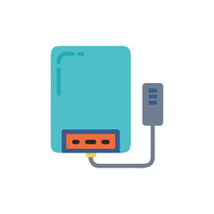 Blue water heater with connected control panel icon