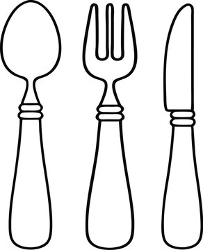 fock knife and spoon Isolated , vector set, a useful  illustration