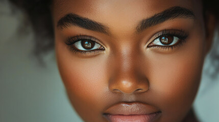 Fototapeta premium Captivating portrait of a young woman with curly hair and freckles, showcasing natural beauty and confidence in a bright setting