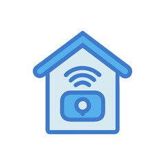 Blue Smart Home Icon with WIFI Connection Illustration