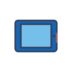 Modern blue tablet device icon on black background © Sharuzzaman