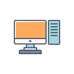 Cute personal computer illustration on a black background