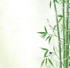 Fototapeta premium A close up of a bamboo tree with green leaves on a background