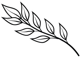 Fototapeta premium Leafy branch line art silhouette vector