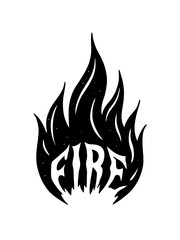 Create a minimalist T-shirt design featuring a hand-drawn sketch of flames in a dynamic, artistic style. Include the bold text 'Fire'