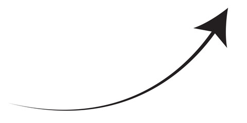 Round curl long arrow. Thin arrow curled symbol icon. Arrow swish sign.	