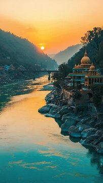 rishikesh ganga riverbanks indian landscape video	
