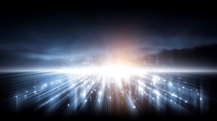 Spectacular Light Beams Radiating Across the Horizon Abstract Art Digital Rendering Scenery