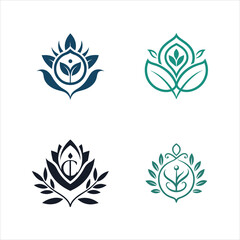 Fototapeta premium Elegant Flower Monogram Logo Icon Set