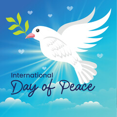 International Day of Living Together in Peace, 21 September. Social Media Post Vector Template Blue BG