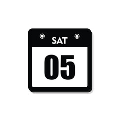calender icon, 05 saturday icon with white background
