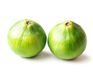 Fresh Green Figs Isolated on White Background for Culinary Use