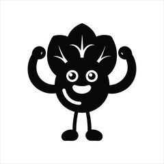 Strong Spinach Cartoon Character Silhouette Vector