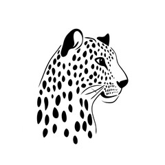 Elegant Black and White Leopard Head Illustration for Print Design