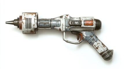 Futuristic Rusty Handgun with White BG.