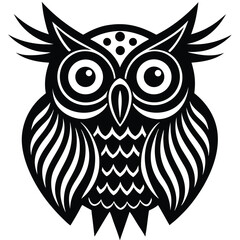 Owl Black and White Line Illustration
