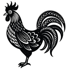 Rooster Sketch in Black and White