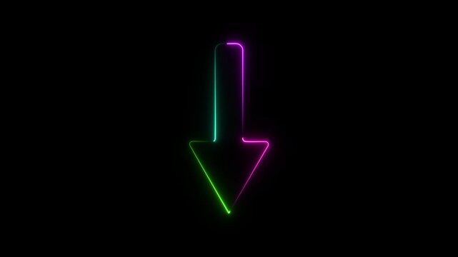 The down arrow features a bold, triangular shape pointing downward. It signifies descent, navigation, and selection, often used to indicate options or downward movement in interfaces.