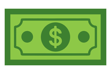 Money Clipart PNG of Cartoon Dollar Bill Icon in Green for Finance and Business
