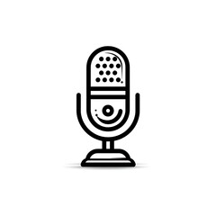 Stylized Microphone Icon Featuring Sound Recording Device for Podcast and Broadcast Media Use.