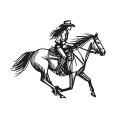 Cowgirl line art vecrot illusratiom.