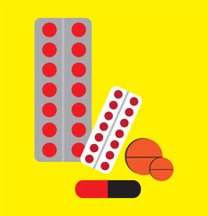 Set of tablet icon set. Pill capsule in line. Vitamin sign. Vector Illustration.