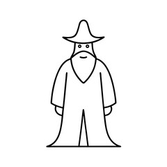 Mystical Wizard Outline Full Body Drawing