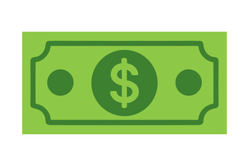 Money Clipart PNG of Cartoon Dollar Bill Icon in Green for Finance and Business Use