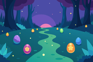 night landscape with moon