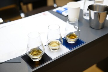 Unique whiskey tasting experience at a stylish bar with elegant glasses