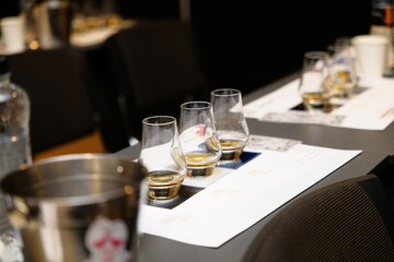 Experience of whiskey tasting at a sophisticated event in the evening