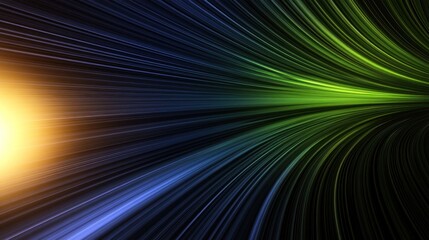 Dynamic lines of vibrant color converge to a central point.