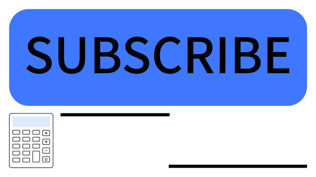 Bold Subscribe button in blue, calculator icon, and sleek lines for form fields. Ideal for subscription, newsletter, online forms, email marketing, data entry, website interaction simple landing