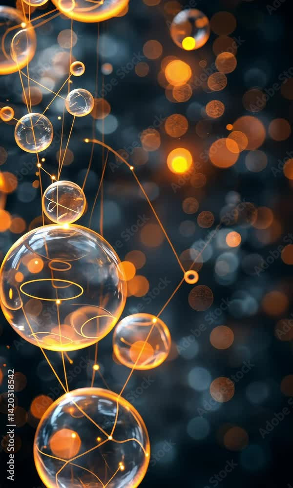Poster exploring the dynamic interplay of abstract bubbles and vibrant connections in a captivating visual 