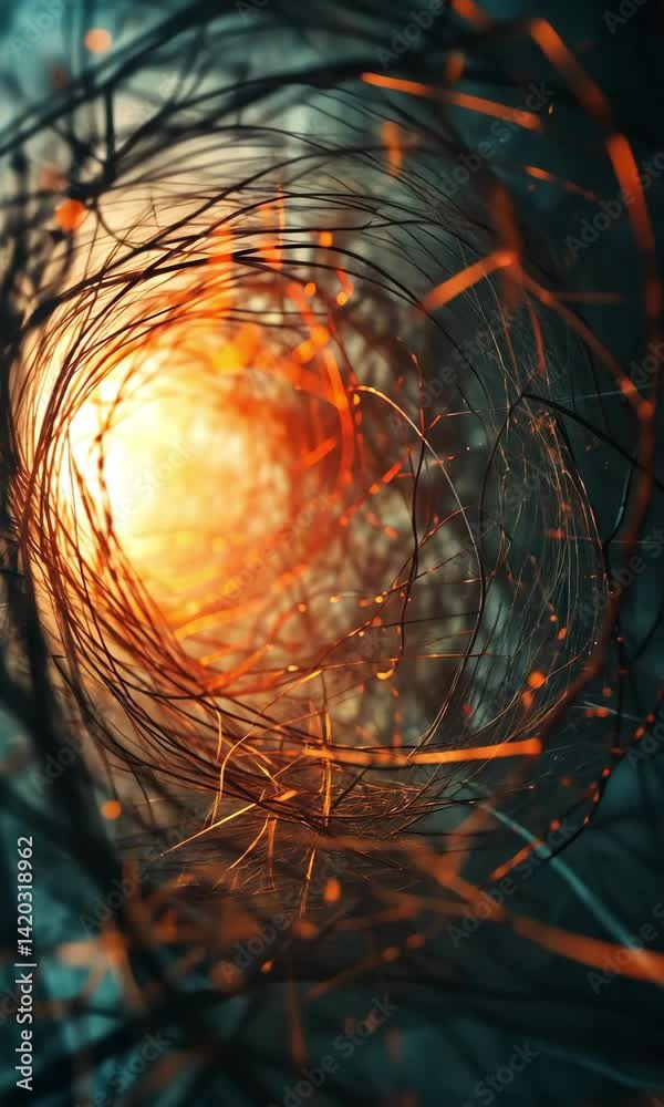 Poster exploring the mesmerizing swirl of light and texture in an abstract rendering of energy and motion