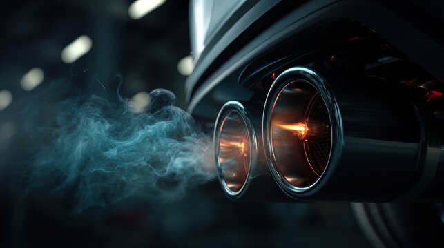 Revving performance sport exhaust tips workshop realistic photography industrial environment close-up vapo standard