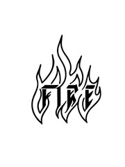 Create a minimalist line are T-shirt design featuring a hand-drawn sketch of flames in a dynamic, artistic style. 